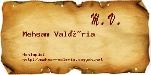 Mehsam Valéria névjegykártya